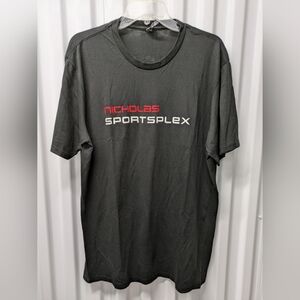 District Dark Gray Sports Tee with Red Print Size Large